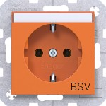Hager WAS1140AP Steckdose SCHUKO m. Aufdr.BSV, Beschriftungsfeld, Steckkl., A.x/C.x, orange gl 