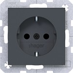 Hager WAS1200AT Steckdose SCHUKO, erhöhter Berührungsschutz, Steckklemmen, A.x/C.x, anthr mt la 
