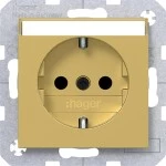 Hager WAS1201C08 Steckd. SCHUKO, Beschr.feld, erh. BS, Steckkl., A.x/C.x, gold, metallisch 
