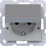 Hager WAS1212TA Steckd. SCHUKO m. Kl.d., Feder, arret., EHBS, IP44 fähig, St.kl, A/C, titan mt l 