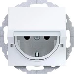 Hager WAS1213WG Std. SCHUKO, Klappd., Feder, arret., EHBS, 45° var, SK, A/C, liwß gl 