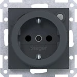 Hager WAS1261AT Steckdose SCHUKO mit FI erh. Ber.schutz, Steckklemme Ax/Cx, anthrazit matt 