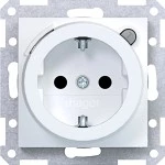 Hager WAS1261WM Steckdose SCHUKO mit FI erh. Ber.schutz, Steckklemme A.x/C.x, lichtweiß matt 