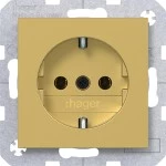 Hager WAS1300C08 Steckdose SCHUKO, Schraub-Liftklemmen, A.x/C.x, gold, metallisch 