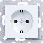 Hager WAS1300WM Steckdose SCHUKO, Schraub-Liftklemmen, A.x/C.x, lichtweiß matt 
