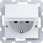 Hager WAS1312WM Steckdose SCHUKO mit Kl.d., Feder, arret., IP44 fähig, SLKL, A/C, lichtw. mt 