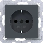 Hager WAS1400AT Steckdose SCHUKO, erhöhter Berühr.schutz, Schraub-Liftkl., A.x/C.x, anthr mt la 