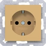 Hager WAS1400C02 Steckdose SCHUKO, erhöhter Berühr.schutz, Schraub-Liftkl., A.x/C.x, hazel, matt 