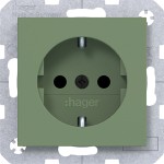 Hager WAS1400C04 Steckdose SCHUKO, erhöhter Berühr.schutz, Schraub-Liftkl., A.x/C.x, aloe, matt 