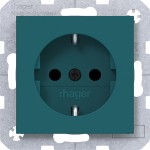 Hager WAS1400C09 Steckdose SCHUKO, erhöhter Berühr.schutz, Schraub-Liftkl., A.x/C.x, azure, matt 