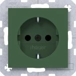 Hager WAS1400C10 Steckdose SCHUKO, erhöhter Berühr.schutz, Schraub-Liftkl., A.x/C.x, forest, matt 