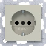 Hager WAS1400C15 Steckdose SCHUKO, erhöhter Berühr.schutz, Schraub-Liftkl., A.x/C.x, pebble, matt 