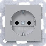 Hager WAS1400TA Steckdose SCHUKO, erh. Berührungsschutz, Schraub-Liftkl., A.x/C.x, titan met la 