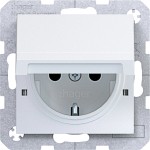Hager WAS1412WM Steckdose SCHUKO, Klappd., Feder, ar. EHBS, IP44 fähig, SLKL, A/C, lw. gl. 
