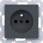 Hager WAS1600AT Steckdose m. Schutzk.stift, erh. Ber.schutz, Steckkl., A.x/C.x, anthr matt lack 