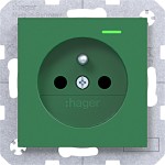 Hager WAS1863GR Steckd. m. Schutzk.st. u. K-LED, erh. Ber.schutz, Schr.-Liftkl., A.x/C.x, gn gl 