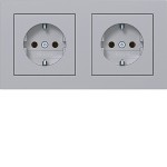 Hager WAS2123TA Steckdose SCHUKO 2fach mit Rahmen, verdrahtet, Steckklemmen, A.1, titan mt lack 