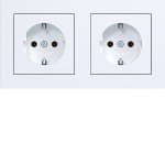 Hager WAS2123WM Steckdose SCHUKO 2fach mit Rahmen, verdrahtet, Steckklemmen, A.1, lichtweiß matt 