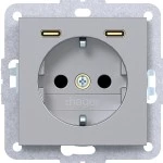 Hager WAS4055TA Steckdose SCHUKO mit USB Typ C 2fach PD, 20W, A.x/C.x, titan met, lackiert 