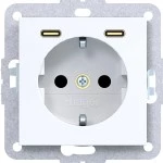 Hager WAS4055WG Steckdose SCHUKO mit USB Typ C 2fach PD, 20W, A.x/C.x, lichtweiß glänzend 