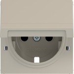 Hager WAS7212C01 ZS Steckd. SCHUKO m. Klappd., Feder, arret., EHBS, IP44 fähig, Ax/Cx, sand, matt 