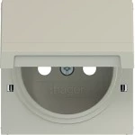 Hager WAS7512C15 ZS Klappd., Feder, arret. Steckd. m. Schutzk.stift,IP44 fähig, A/C, pebble, matt 