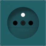 Hager WAS7600C09 Zentralst. f. Steckdose m. Schutzk.stift, erh. BS,A.x/C.x, azure, matt 