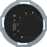 Hager WLN5030BG Temperaturregler mit Öffner, Wippschalter und LED R.classic schwarz, glänzend 