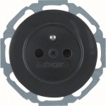 Hager WLS1800BG Steckdose mit Schutzkontaktstift u. erh.BS Serie R.Classic schwarz, glänzend 