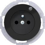 Hager WLS1863BG Steckdose mit Schutzkontaktstift und Kontroll-LED R.Classic schwarz, glänzend 