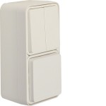 Hager WNC083B Serienschalter/Steckdose SCHUKO Klappd. erh. B.schutz, AP senk., W.1 IP55,p.weiß 