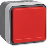 Hager WNC100R Steckdose mit Schutzkontaktstift AP, roter Klappdeckel, W.1 IP55, grau 