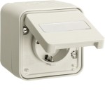 Hager WNC180B Steckdose SCHUKO AP mit Klappdeckel, W.1 IP55, polarweiß 
