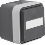 Hager WNC181 SCHUKO AP Steckdose mit Klappdeckel und Beschriftungsfeld AP W.1 IP55 grau 