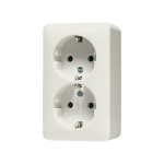 JUNG 6020KIA SCHUKO®-Zweifach-Steckdose, 16 A 250 V ~, 47 mm, SAFETY+, AP 600, weiß 
