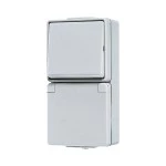 JUNG 676W SCHUKO®-Steckdose 16 A 250 V ~ mit Schalter Universal Aus-Wechsel 10 AX 250 V ~, senkrecht, IP 44, WG 600 