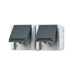JUNG 8220W SCHUKO®-Zweifach-Steckdose, verdrahtet, 16 A 250 V ~, waagerecht, IP 44, WG 800, anthrazit 