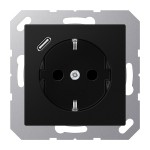 JUNG A1520-18CSWM SCHUKO®-Steckdose, 16 A 250 V ~, mit USB-Ladegerät, 1 x Typ C, SAFETY+, Serie A, graphitschwarz matt 