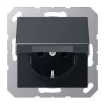 JUNG A1520BFKIKLANM SCHUKO®-Steckdose, 16 A 250 V ~, SAFETY+, Klappdeckel, Thermoplast lackiert, Serie A, anthrazit matt 