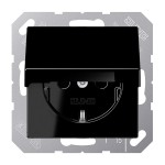 JUNG A1520BFKIKLSW SCHUKO®-Steckdose, 16 A 250 V ~, SAFETY+, Klappdeckel, Thermoplast, Serie A, schwarz 