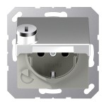 JUNG A1520BFKLSLAL SCHUKO®-Steckdose, 16 A 250 V ~, SAFETY+, Klappdeckel, mit Sicherheitsschloss, Thermoplast lackiert, Serie A, aluminium 