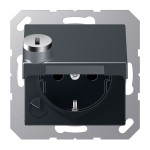 JUNG A1520BFKLSLANM SCHUKO®-Steckdose, 16 A 250 V ~, SAFETY+, Klappdeckel, mit Sicherheitsschloss, Thermoplast lackiert, Serie A, anthrazit matt 