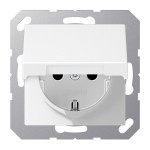 JUNG A1520BFKLWWM SCHUKO®-Steckdose, 16 A 250 V ~, Klappdeckel, Thermoplast lackiert, Serie A, schneeweiß matt 
