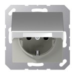 JUNG A1520NBFKLAL SCHUKO®-Steckdose, 16 A 250 V ~, ohne Krallen, Klappdeckel, Thermoplast lackiert, Serie A, aluminium 