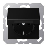 JUNG A1520NBFKLSWM SCHUKO®-Steckdose, 16 A 250 V ~, ohne Krallen, Klappdeckel, Thermoplast lackiert, Serie A, graphitschwarz matt 