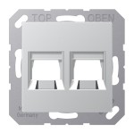 JUNG A1569-2WEAL Abdeckung (gerastet) für Modular-Jack-Steckbuchsen, 2fach, UMA-CAT6A, RADIALL, Panduit, Assmann, Thermoplast lackiert, Serie A, aluminium 