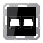 JUNG A1569-2WESW Abdeckung (gerastet) für Modular-Jack-Steckbuchsen, 2fach, UMA-CAT6A, RADIALL, Panduit, Assmann, Thermoplast, Serie A, schwarz 