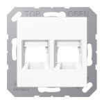 JUNG A1569-2WEWW Abdeckung (gerastet) für Modular-Jack-Steckbuchsen, 2fach, UMA-CAT6A, RADIALL, Panduit, Assmann, Thermoplast, Serie AS/A, alpinweiß 