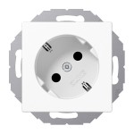 JUNG A520-45KIWW SCHUKO®-Steckdose 45°, 16 A 250 V ~, SAFETY+, mit nicht geerdetem Tragring, Duroplast, Serie AS/A, alpinweiß 