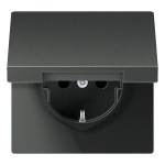 JUNG AL1520KIKLAN SCHUKO®-Steckdose, 16 A 250 V ~, SAFETY+, Klappdeckel, Aluminium lackiert, Serie LS, anthrazit 